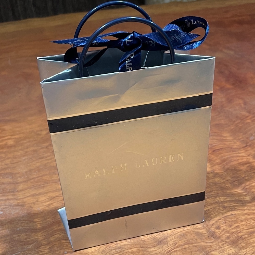 Ralph Lauren Vintage Small Shopping Bag with Attached Ribbon 7” x 5.75” x 3.5”
